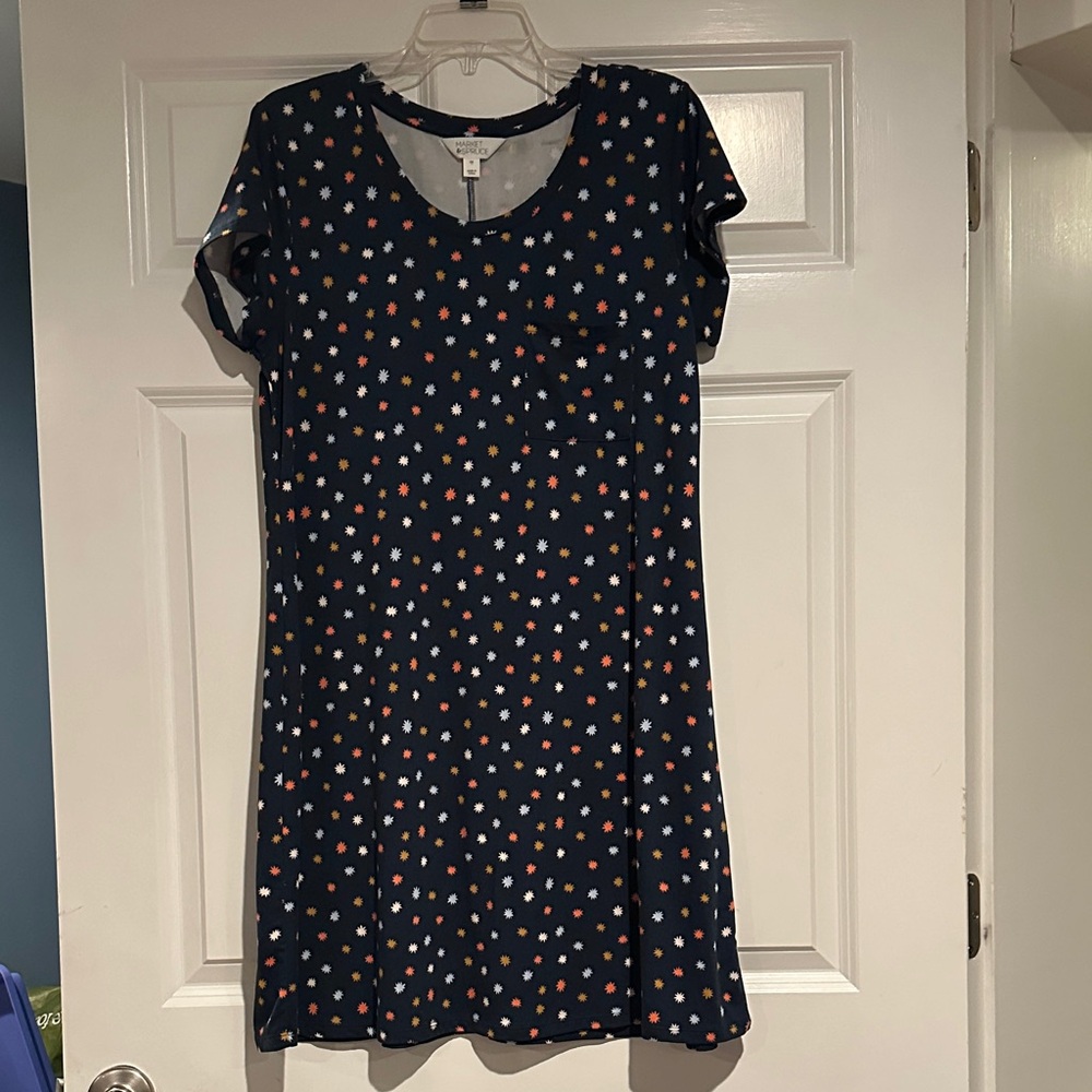 Market & Spruce Navy Floral Dot Knit Dress (Stitch Fix)
